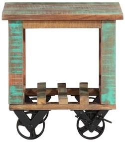 338005 vidaXL Помощна маса с колелца 40x40x42 см масивно регенерирано дърво