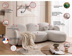 Кремав ъглов диван от прежда с примки от букле (десен ъгъл) Orbit – Ropez