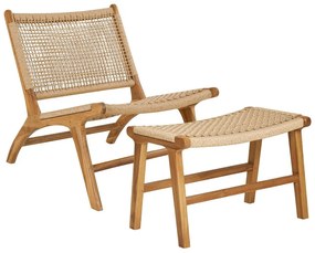 Фотьойл с табуретка тъкан в естествен цвят Derby – House Nordic