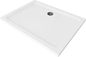 Mexen Flat правоъгълна тънка душ тава 110 x 70 cm, бял, сифон черен - 40107011B
