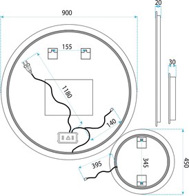 Огледало LED R-9045 90cm + 45cm
