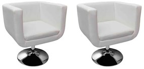 160439 vidaXL Бар столове, 2 бр, бели, изкуствена кожа