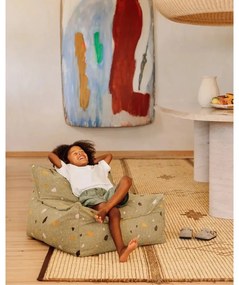 Зелен детски пуф от букле и шенил Terrazzo Chair – Wigiwama