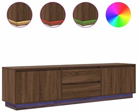 3328441 vidaXL ТВ шкаф с LED осветление, кафяв дъб, 193,5x41x50 см