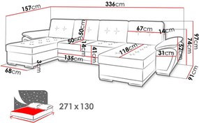 Ъглов диван Enzo U-Petrol