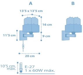 Стенна апличка Ango Panda-Blue
