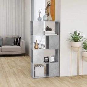 809084 vidaXL Библиотека, бетонно сива, 60x24x124,5 см, инженерно дърво