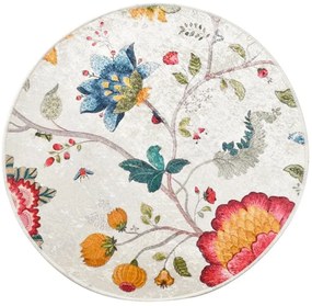 Сив кадифен килим за баня ø 140 cm Vintage Flower – Foutastic
