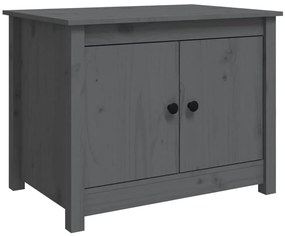 820928 vidaXL Кафе маса, Сиво, 71x49x55 см, борово дърво масив