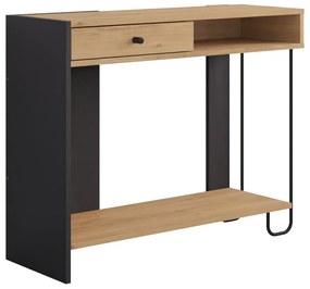 Конзолна маса с дъбов плот в черен и естествен цвят 35x100 cm Saturne - Marckeric