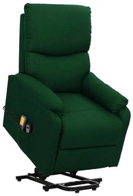 329755 vidaXL Изправящ масажен стол, тъмнозелен, текстил