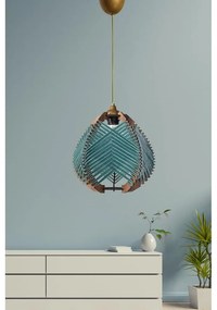 Синьо и естествено висящо осветително тяло с текстилен абажур ø 25 cm – Opviq lights