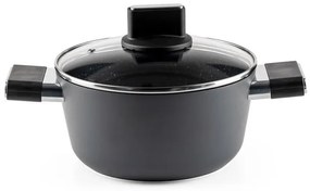 Тенджера Luigi Ferrero Regina FR-2040 20x10 см, 2.5 л, Незалепващо покритие, Стъклен капак с отвор за пара, Индукция, Черен