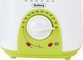 Втора ръка: Фритюрник мини Rosberg R51980B, 1 литър, 950W, 80-190 C, Бял/зелен