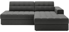 Кафяво-сив кадифен сгъваем ъглов диван (десен ъгъл) Blezalt – ELTAP