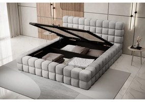 Сиво двойно легло 160x200 cm тапицирано с място за съхранение с включена подматрачна рамка Dizzle – ELTAP