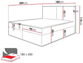 Тапицирано легло Claire с матрак и топ-Mple-180 x 200