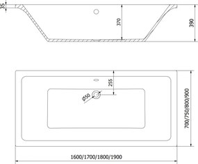 Mexen Cube правоъгълна вана 190 x 80 см с обшивка, бяла - 55051908000X