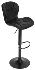 Регулируем на височина въртящ се бар стол с облегалка Черен