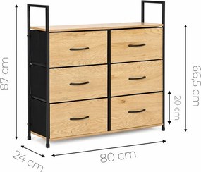 Комод с 6 текстилни чекмеджета и метална конструкция 87 x 80 x 24 см