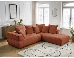 Теракотен шенилов ъглов диван (десен ъгъл/L форма) Whesley – Bobochic Paris