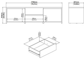 Маса за телевизор от дъбов декор в бял и естествен цвят 179x52x48 cm Next – Tvilum