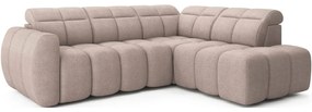 Светлокафяв разтегателен ъглов диван с място за съхранение от букле (десен ъгъл L форма) Falconn – ELTAP