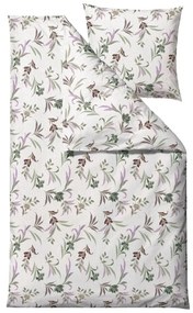 Зелен и бежов памучен сатен за единично спално бельо 140x200 cm Soft Tropic - Södahl