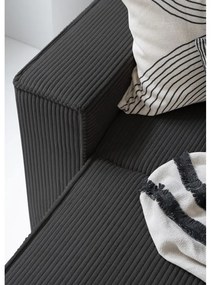 Антрацитен разтегателен ъглов диван от рипсено кадифе (десен ъгъл/"U" форма) Brave Dave – Miuform