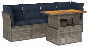 3326882 vidaXL Градински комплект с възглавници, 5 части, сив полиратан