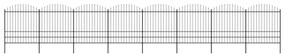 Sonata Градинска ограда с пики, стомана, (1,75-2)x13,6 м, черна