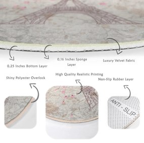 Светлорозов кръгъл килим подходящ за пране и за прахосмукачки роботи ø 120 cm Comfort – Mila Home