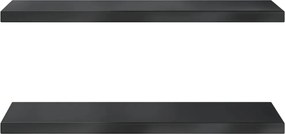 Стенни рафтове 2 бр 100x30x3 см черни неръждаема стомана