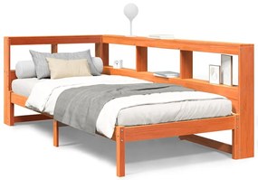 3324325 vidaXL Легло с етажерка за книги, без матрак, 100x200 см, бор масив