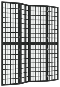 352080 vidaXL Параван за стая, 4 панела, японски стил, 160х170 cм, черен