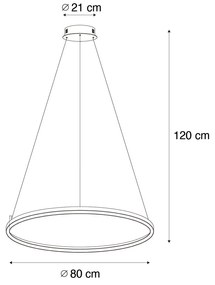 Смарт висяща лампа черна 80 см с LED и RGBW - Girello