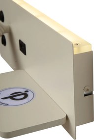 Комплект от 2 бежови стенни лампи, включително LED с USB и индукционно зарядно - Riza