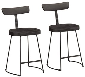 4013517 vidaXL Бар табуретки, 2 бр, черни, 49x43x79 см, мангово масив дърво