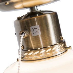 Индустриален таванен вентилатор със светлина 100 см дърво - Wind