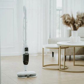 Моп за чистене с пара Adler AD 7052, 1300 W, 3 настройки, 0.550 л, 2 въртящи се глави, 2 режима на работа, Бързо загряване, Бял