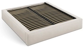 Кремаво двойно тапицирано легло с място за съхранение с включена подматрачна рамка 200x200 cm Simon – Micadoni