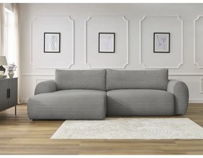 Тъмносив разтегателен ъглов диван от рипсено кадифе (ляв ъгъл) Lucien – Bobochic Paris