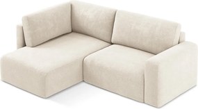 Кремав шенилов сгъваем/с място за съхранение ъглов диван (ляв ъгъл/L форма) Kona – Makamii
