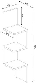 Стенен рафт Furny Home 756FRN1616, 105.4х25 cm, Ламинирано ПДЧ, 3 нива, Ъглов, Бял