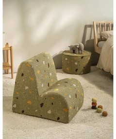 Зелен детски стол от букле и шенил Terrazzo Cloud – Wigiwama