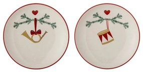 Кремави десертни глинени чинии в комплект от 2 бр. с коледни мотиви ø 16 cm Yule – Bloomingville
