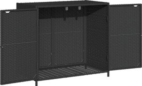 Градински шкаф за съхранение, черен, 83x45x76 см, полиратан