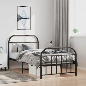 353648 vidaXL Метална рамка за легло с горна и долна табла, черна, 100x200 см