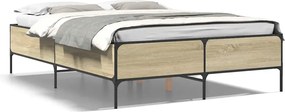 3279803 vidaXL Рамка за легло, дъб сонома, 120x200 см, инженерно дърво и метал