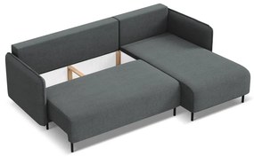 Тъмносив разтегателен ъглов диван с място за съхранение (десен ъгъл) Luana – Makamii